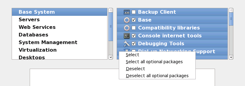 Package Selection List Context Menu